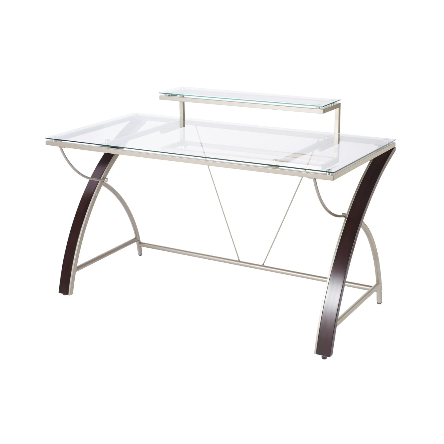 Realspace� Axley 55" W Glass Computer Desk, Cherry/Silver