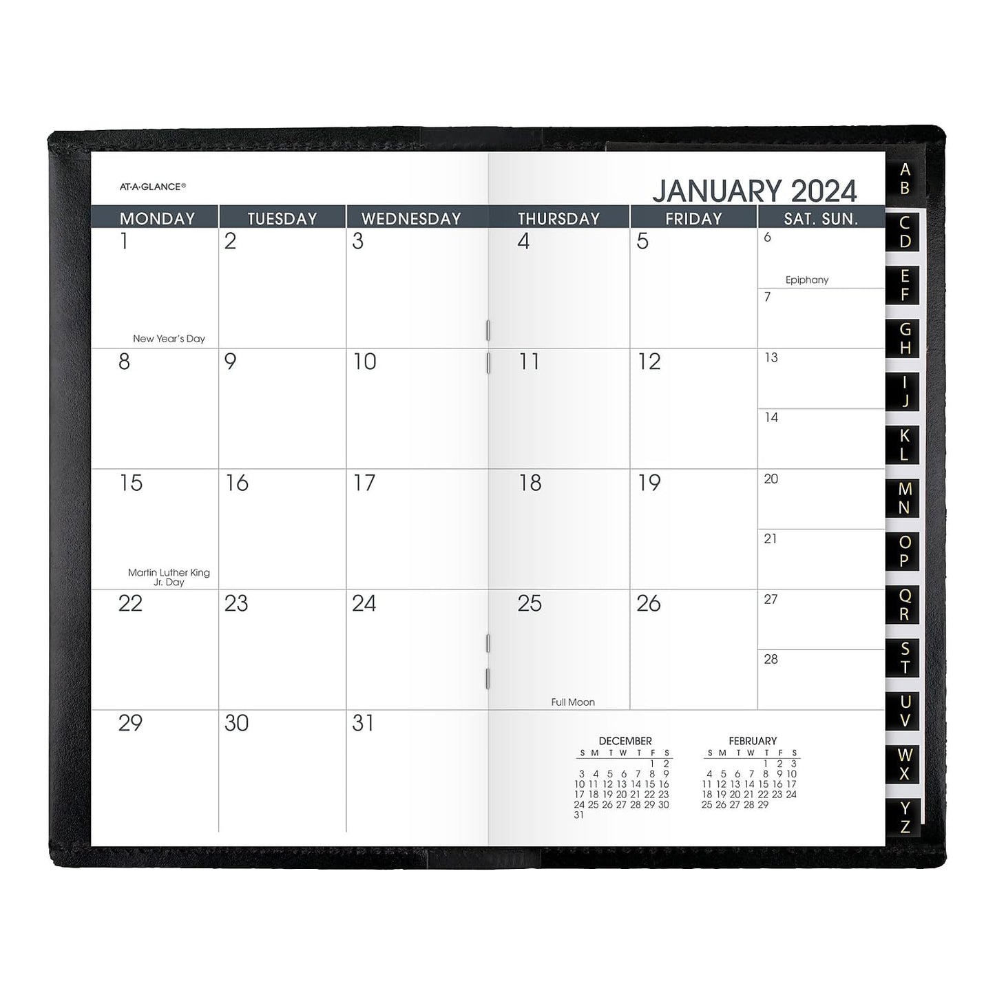 2024-2025 AT-A-GLANCE® 13-Month Monthly Planner, 3-1/2" x 6", Black, January 2024 to January 2025, 7006405