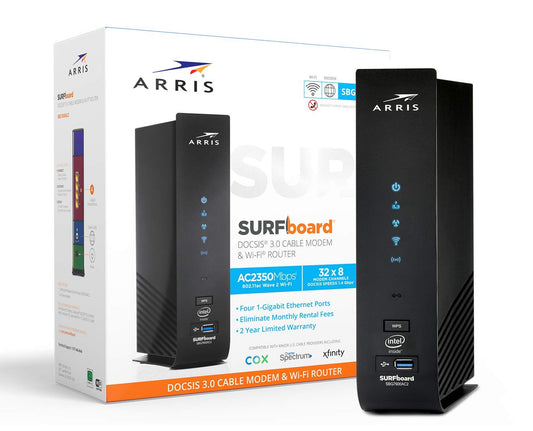 ARRIS Surfboard SBG7600AC2-RB DOCSIS 3.0 Cable Modem & AC2350 Wi-Fi Router , Approved for Comcast Xfinity, Cox, Charter Spectrum & more , Four 1 Gbps Ports , 800 Mbps Max Internet Speeds,- REFURBISHED