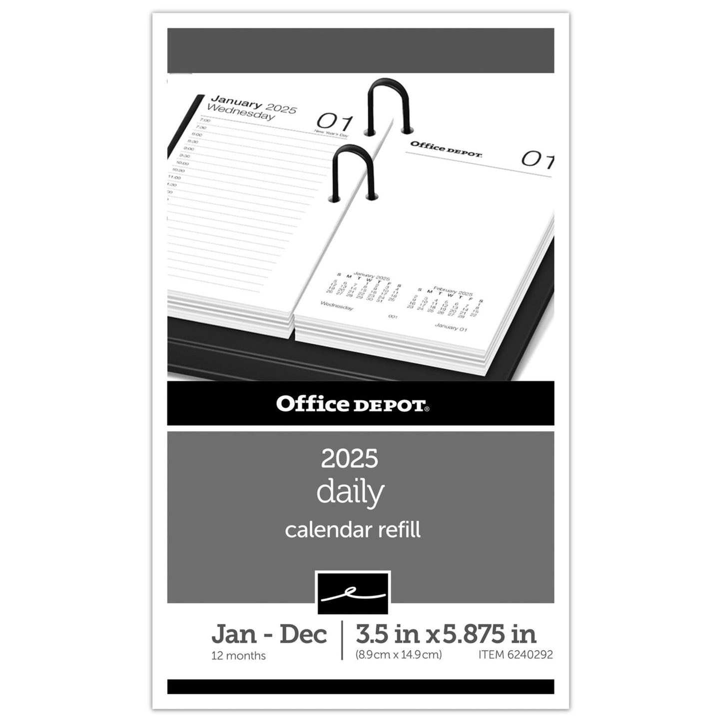 2025 Office Depot Daily Desk Calendar Refill, 3-1/2" x 6", Traditional, January 2025 To December 2025, SP717D5025