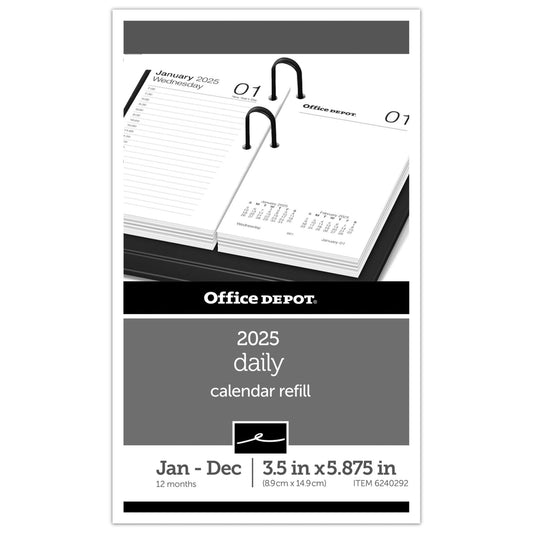 2025 Office Depot Daily Desk Calendar Refill, 3-1/2" x 6", Traditional, January 2025 To December 2025, SP717D5025