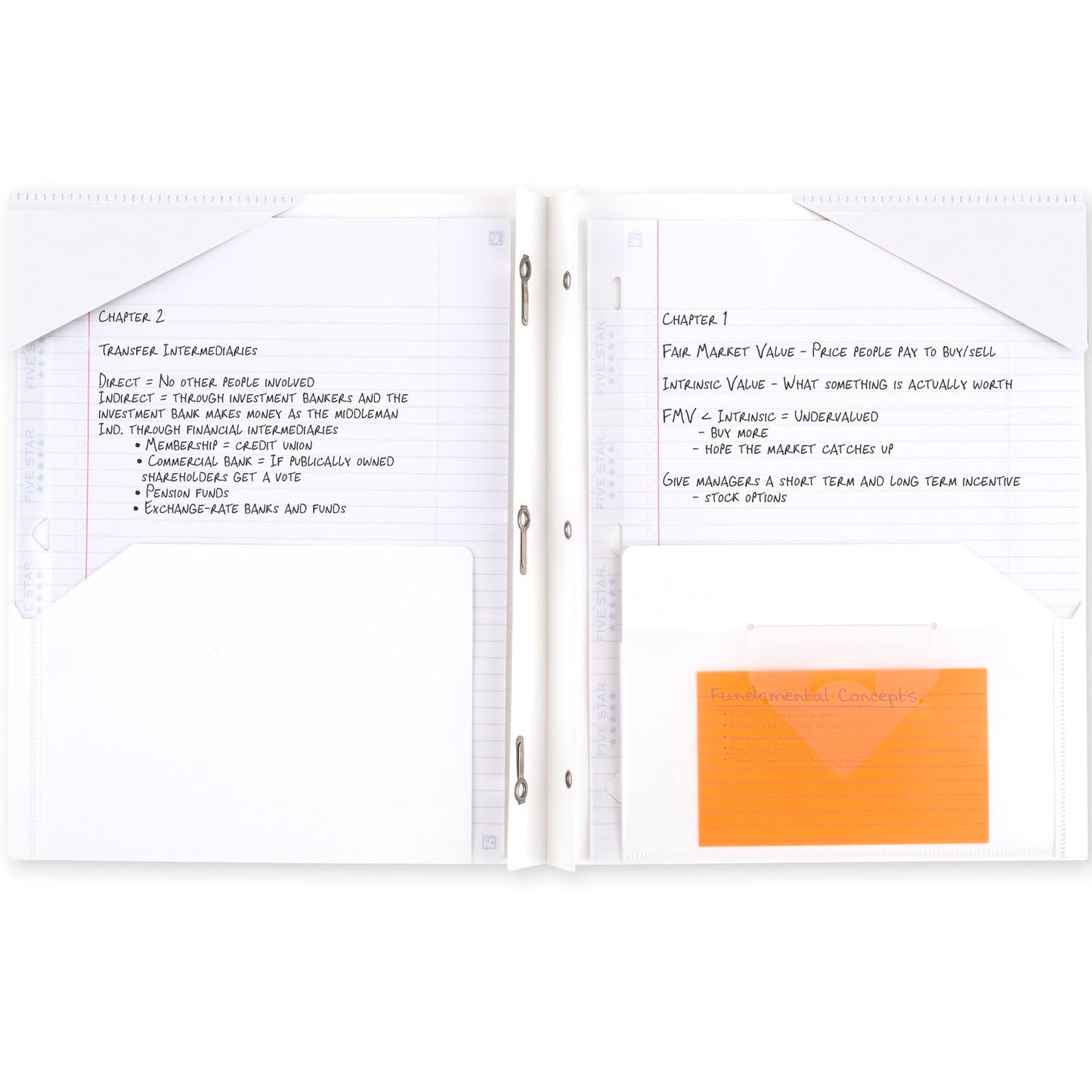 Five Star 2 Pocket Folder, Stay-Put Folder, Plastic Colored Folders with Pockets & Prong Fasteners for 3-Ring Binders, Great for Home School Supplies & Home Office, 11-5/8" x 9-5/16�, White (72494)