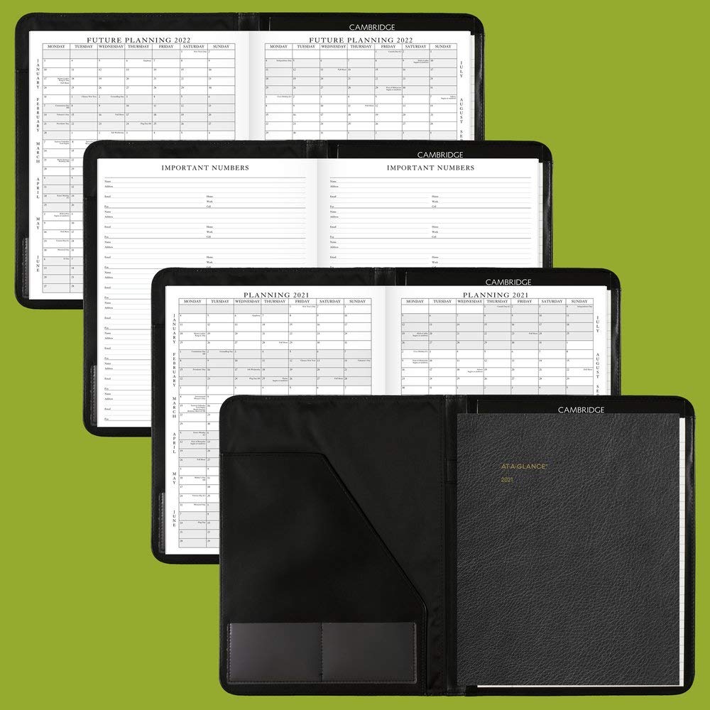 2021 Monthly Padfolio by AT-A-GLANCE, 9" x 11", Large, Executive, Black (702900521)