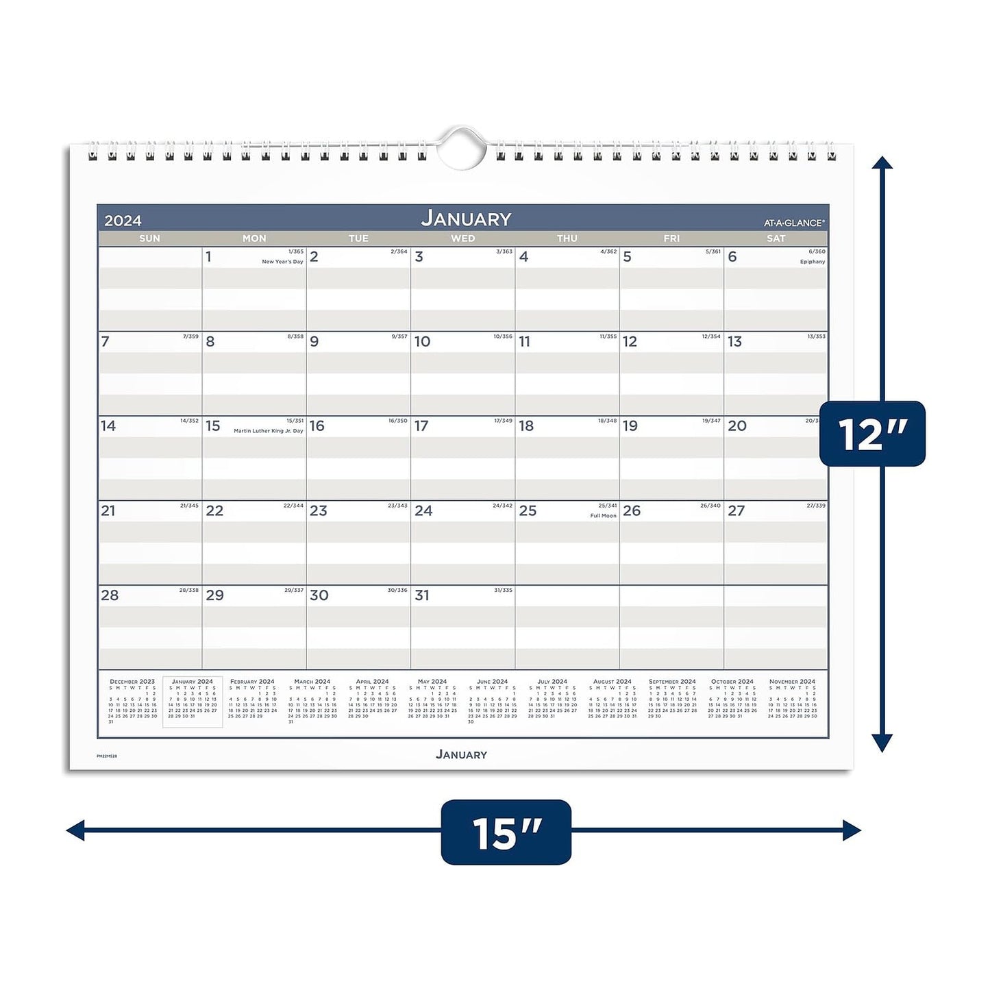 2024 AT-A-GLANCE� Multi-Schedule Vertical Monthly Wall Calendar, 15" x 12", January to December 2024, PM22MS28