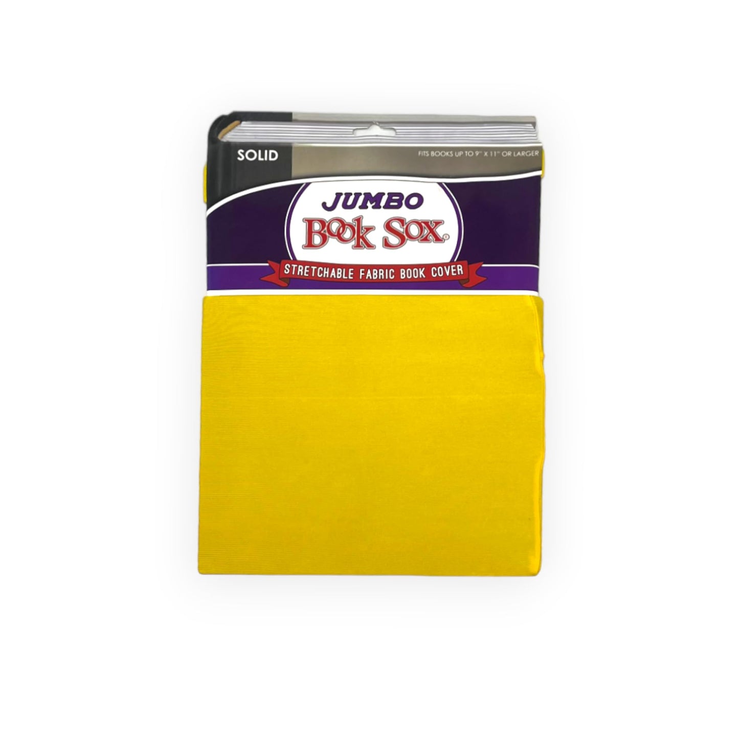 Book Sox Stretchable Book Cover: Fits Most Hardcover Textbooks up to 9" x 11". Adhesive-Free, Nylon Fabric School Book Protector. Easy to Put On. Washable & Reusable Jacket. (Yellow)