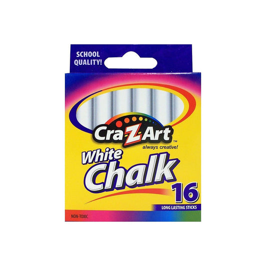 Cra-Z-Art Classroom Chalk, White, Pack Of 16 Pieces