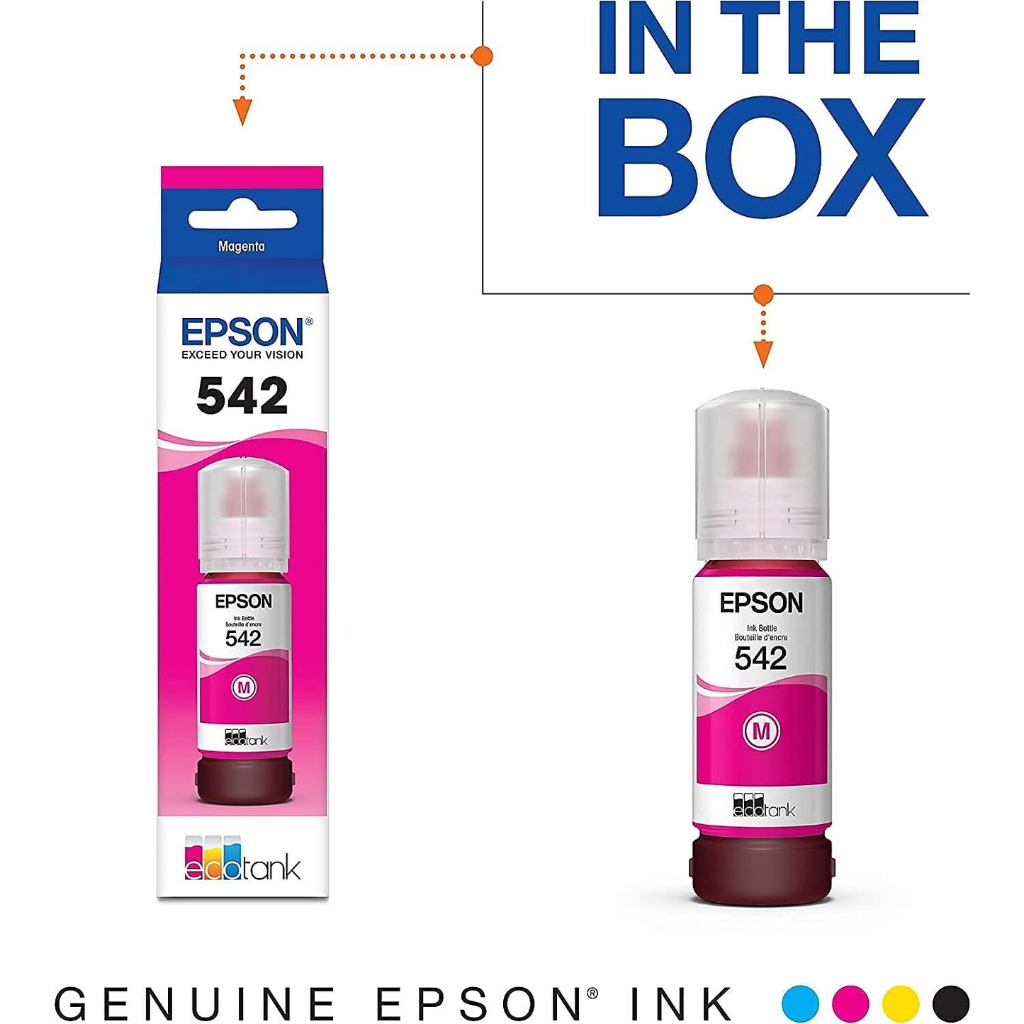 Epson 542 EcoTank Ink Ultra-high Capacity Bottle Magenta (T542320-S) Works with EcoTank Pro ET-5150, ET-5170, ET-5180, ET-5800, ET-5850, ET-5880, ET-16600, ET-16650