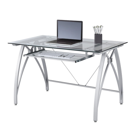 Realspace� Vista 48" W Glass Computer Desk, Silver