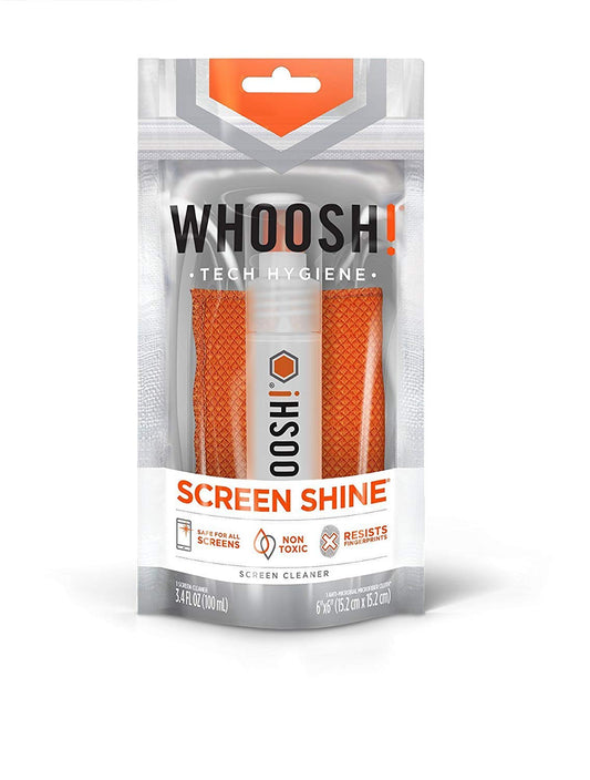 WHOOSH! Award-Wining Screen Cleaning – Safe for all screens – Smartphones, iPads, Eyeglasses, Kindle, LED, LCD & TVs – Includes 1 unit of 100 ml/3.4 fl oz +1 Premium Microfiber Cloth
