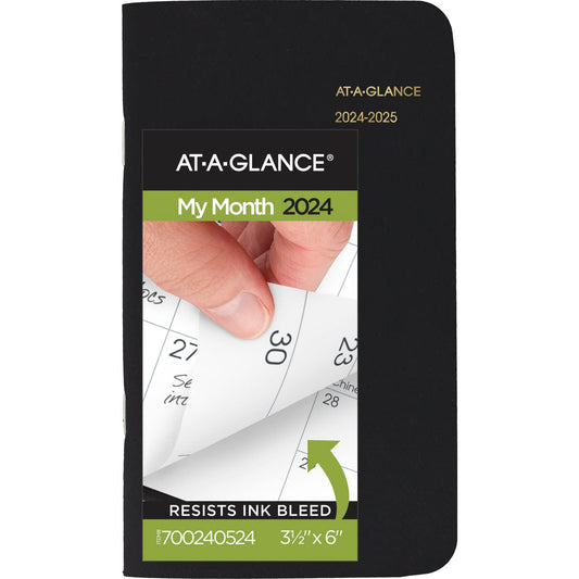 AT-A-GLANCE 2024-2025 Pocket Calendar, 2 Year Planner, 3-1/2" x 6", Pocket Size, Black (700240524)