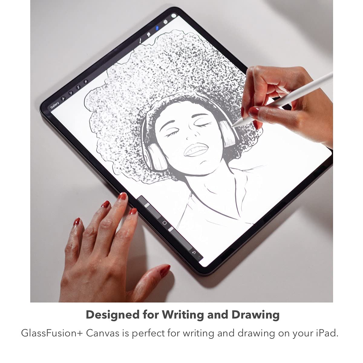 ZAGG InvisibleShield GlassFusion+ Canvas - simulates writing or drawing on paper - Made for Apple iPad 10.2" (8th Gen) and iPad 10.2" (7th Gen)