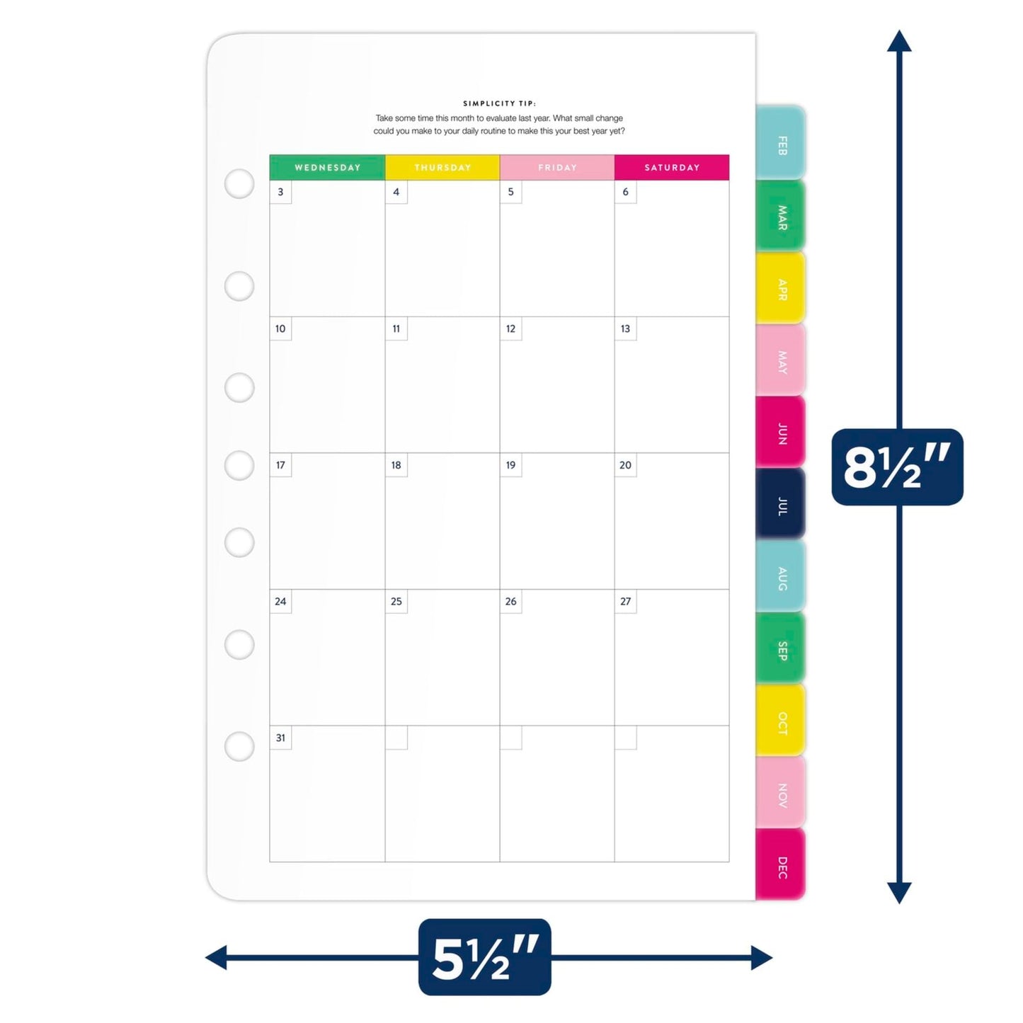 Simplified by Emily Ley for AT-A-GLANCE� Monthly Loose-Leaf Planner Refill, 5-1/2" x 8-1/2", January to December 2024, EL100-4211