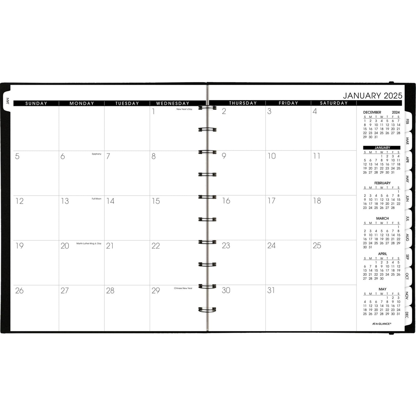 2025 AT-A-GLANCE® Move-A-Page Monthly Planner, 8-3/4" x 11", Black, January to December, 70260E05