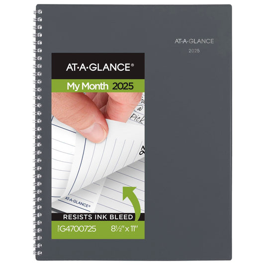 AT-A-GLANCE 2025 Planner, Monthly, 8-1/2" x 11", Large, DayMinder, Gray (GC4700725)