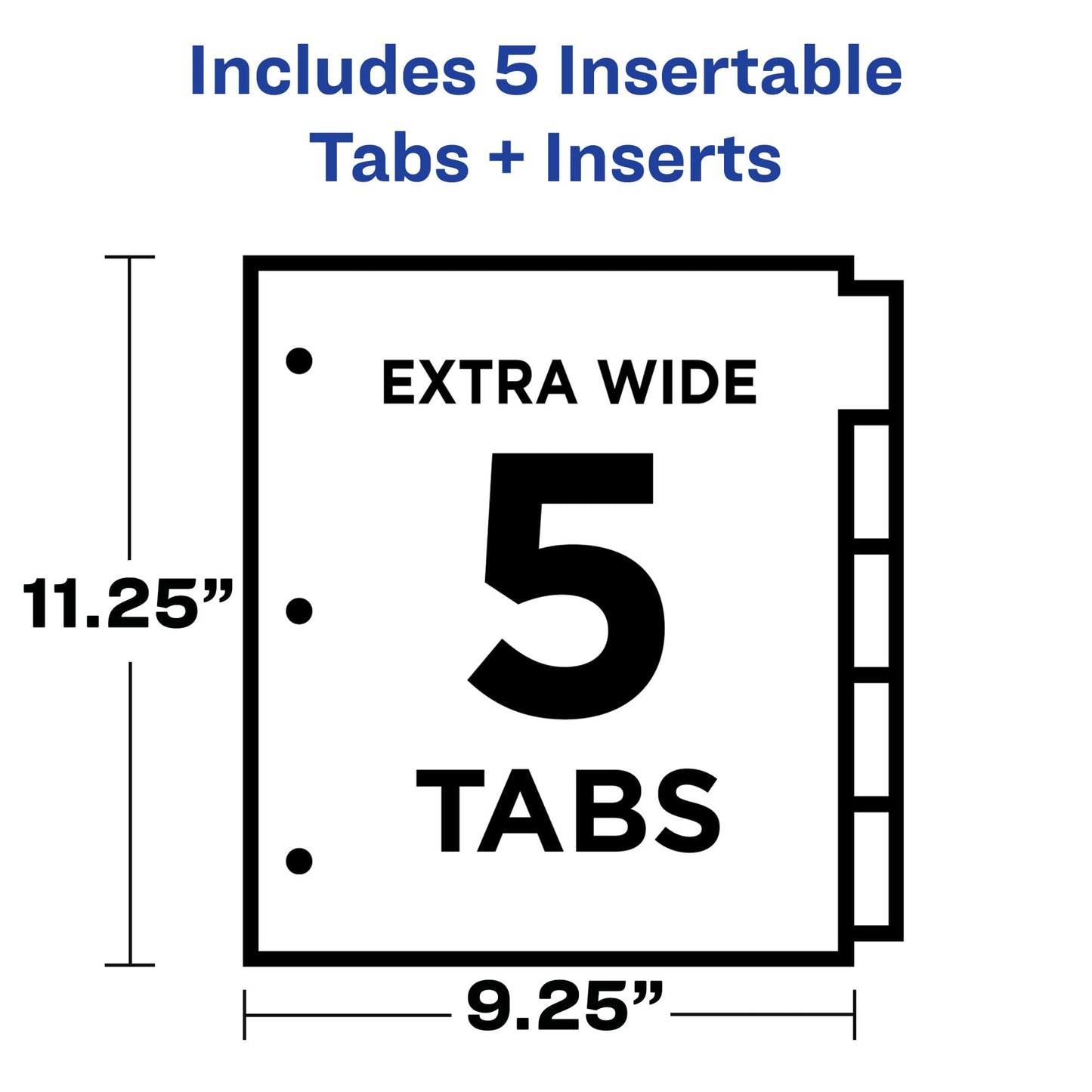 Avery Dividers for 3 Ring Binders, 5 Tab Binder Dividers, Two-Pocket Plastic Binder Dividers, Insertable Big Tabs, Multicolor, Works with Sheet Protectors, 1 Set (11906)
