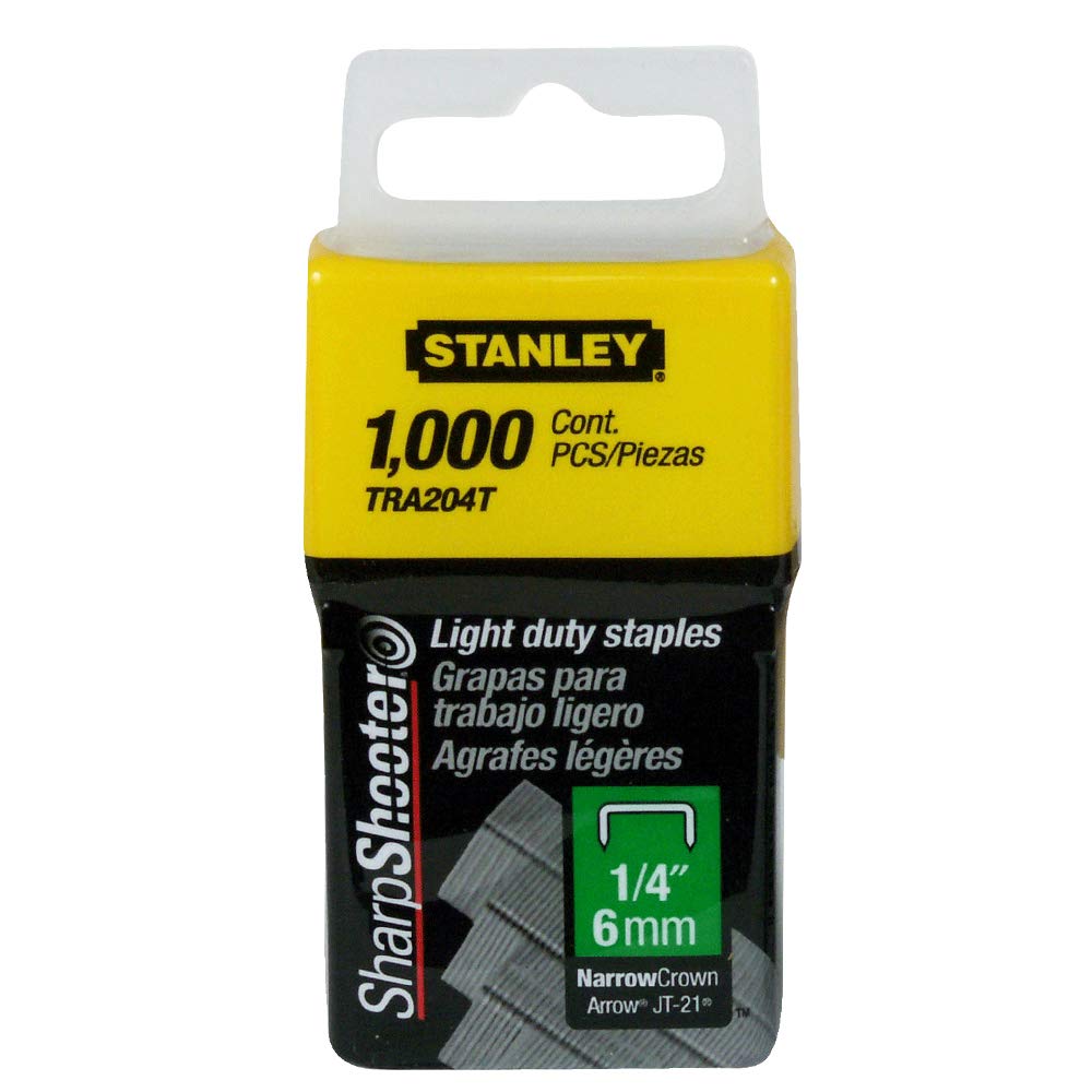 Stanley Tra204T 1/4 Inch Light Duty Narrow Crown Staples, Pack of 1000(Pack of 1000)