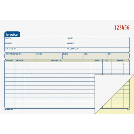 Adams Invoice Book, 2-Part, Carbonless, 5-9/16 x 8-7/16 Inches, 50 Sets per Book (DC5840)