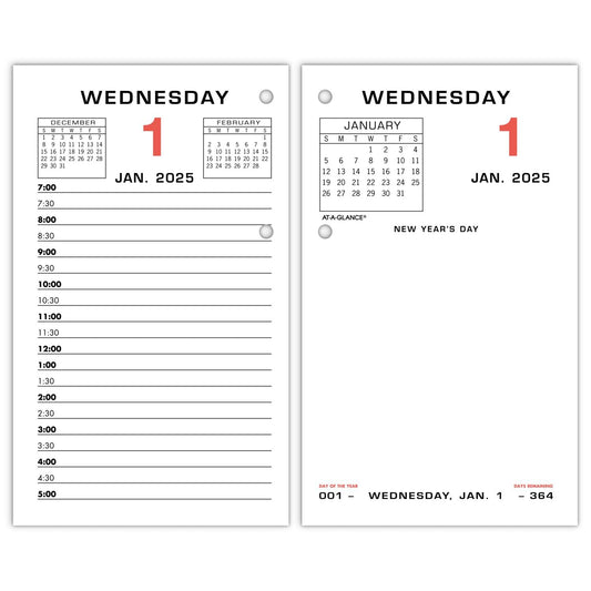 AT-A-GLANCE 2025 Desk Calendar Refill, Daily, 3-1/2" x 6", Standard, Loose-Leaf (E0175025)