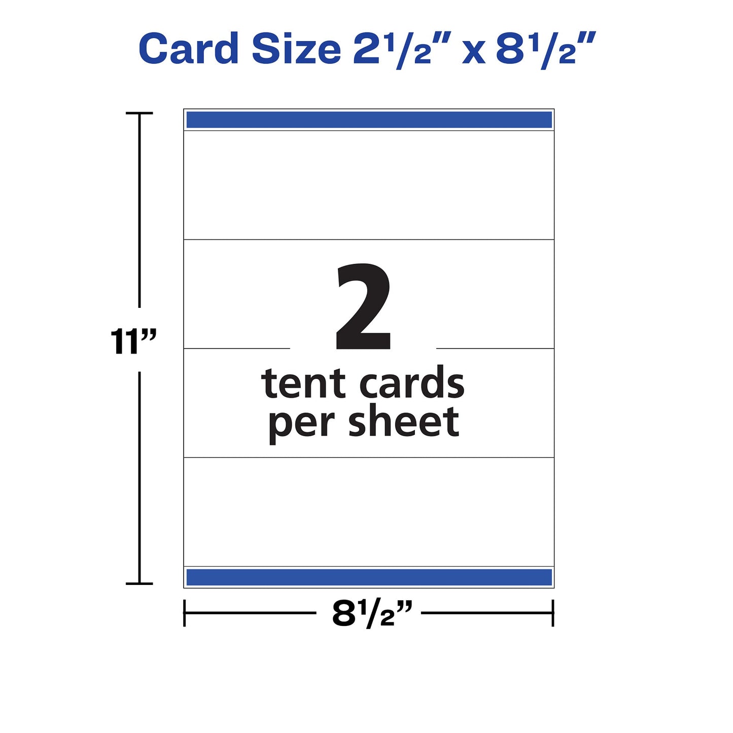 Avery Printable Tent Cards with Sure Feed Technology, 2.5" x 8.5", Embossed Border, Laser/Inkjet, 2-Pack, 100 Cards Per Pack, 200 Cards Total (25305)