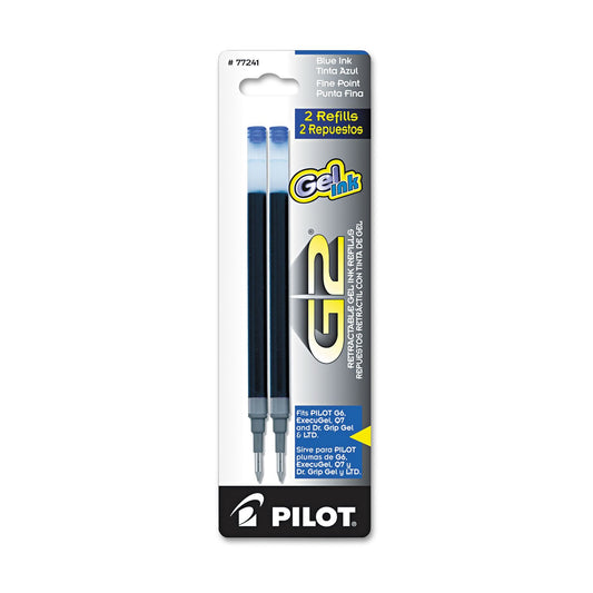 Pilot, G2 Gel Ink Refills, Fine Point 0.7 mm, Blue, Pack of 2