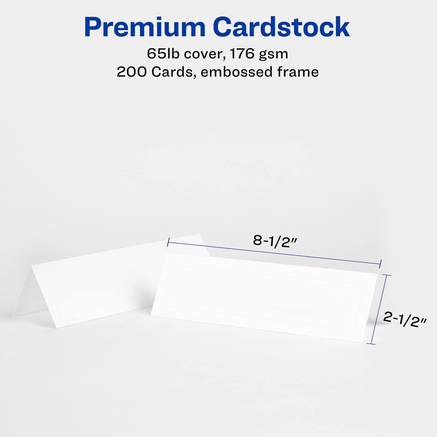 AVERY Printable Tent Cards, Laser & Inkjet Printers, 100 Cards, 2.5 x 8.5 (5305), White (05305)