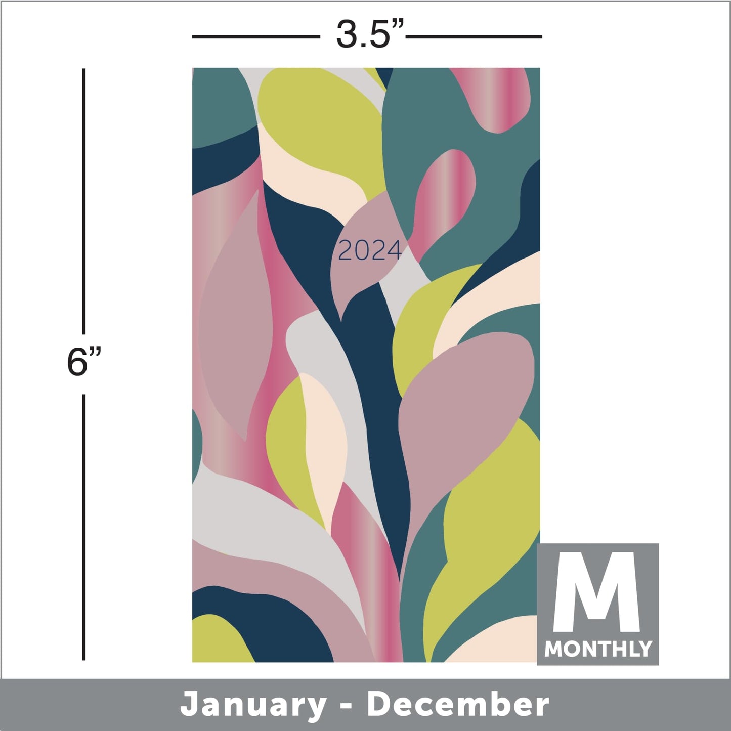 2024 Office Depot® Brand Monthly Planner, 3-1/2" x 6", Color Block, January To December 2024