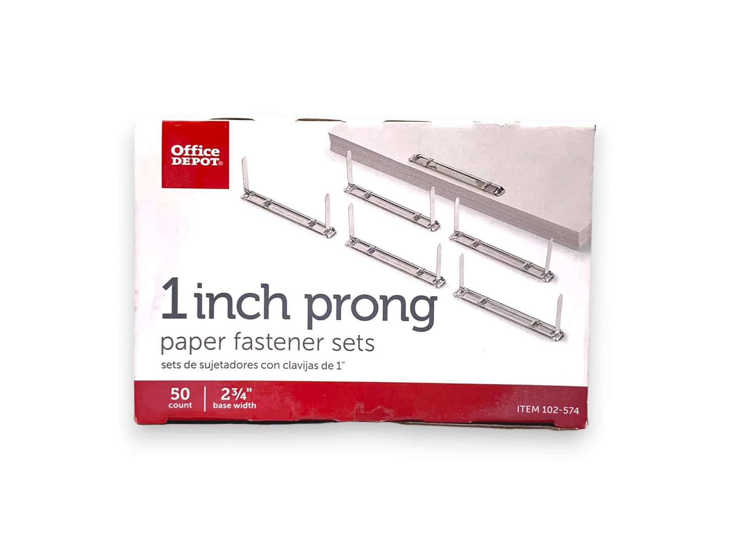 Office Depot Paper Fastener Sets, 1 Capacity, 2 3/4 Base, Box Of 50