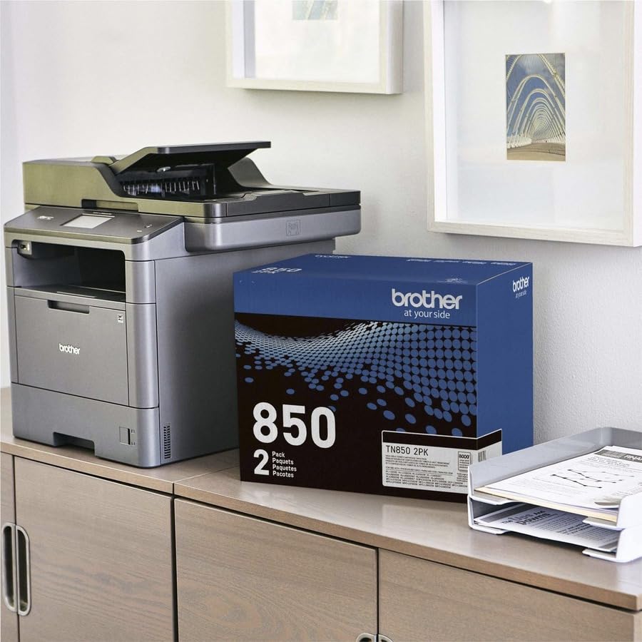 Brother Genuine High-Yield Black Toner Cartridge Twin Pack TN850 2PK, Model: TN8502PK