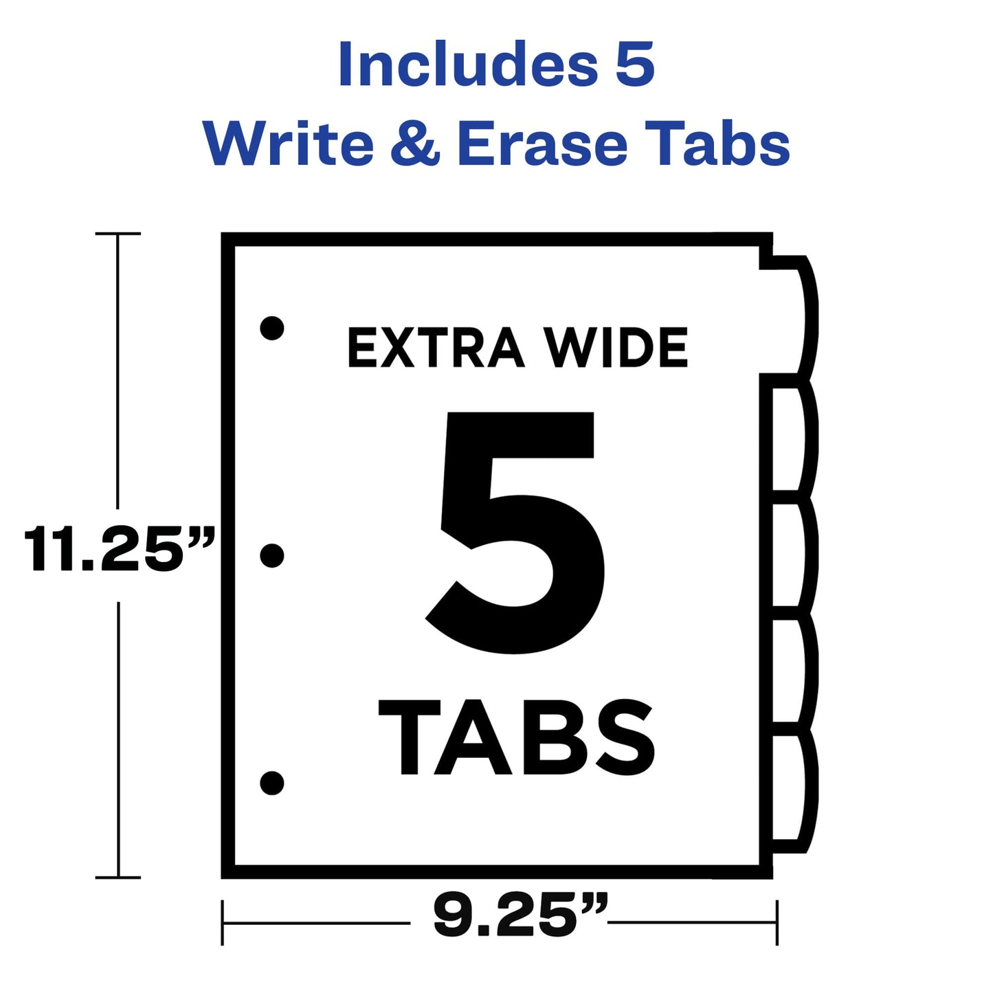 Avery Write & Erase Pocket Plastic Dividers for 3 Ring Binders, 5 Tab Set, Works with Sheet Protectors, Multicolor, 1 Set (16176)