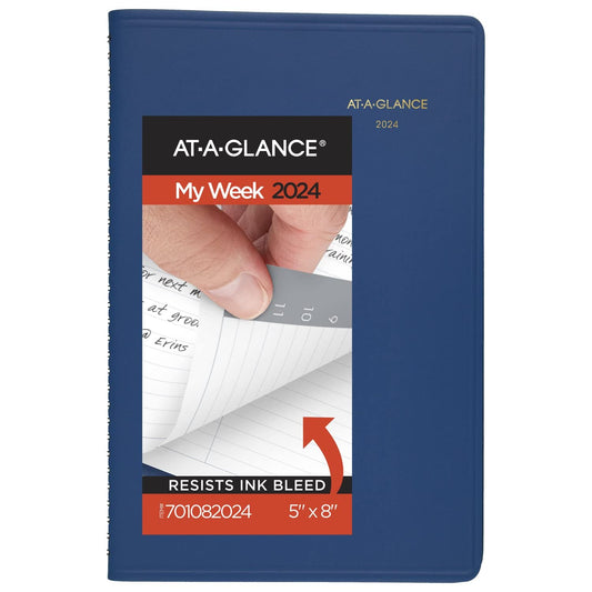 AT-A-GLANCE 2024 Weekly Appointment Book Planner, 5" x 8", Small, Fashion, Blue (701082024)