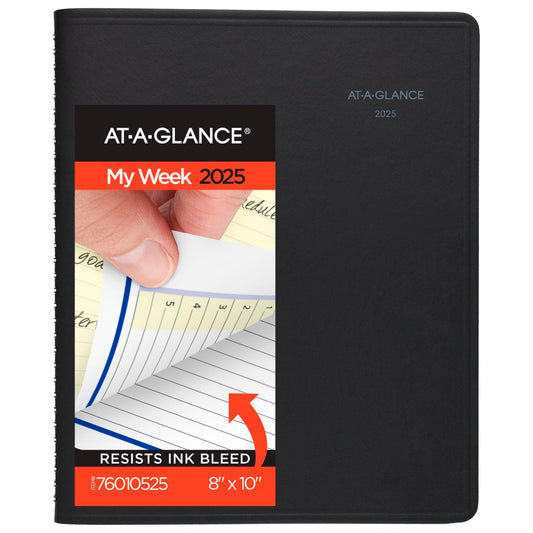 AT-A-GLANCE 2025 Planner, Weekly & Monthly, 8" x 10", Large, Open Scheduling, QuickNotes, Black (76010525)