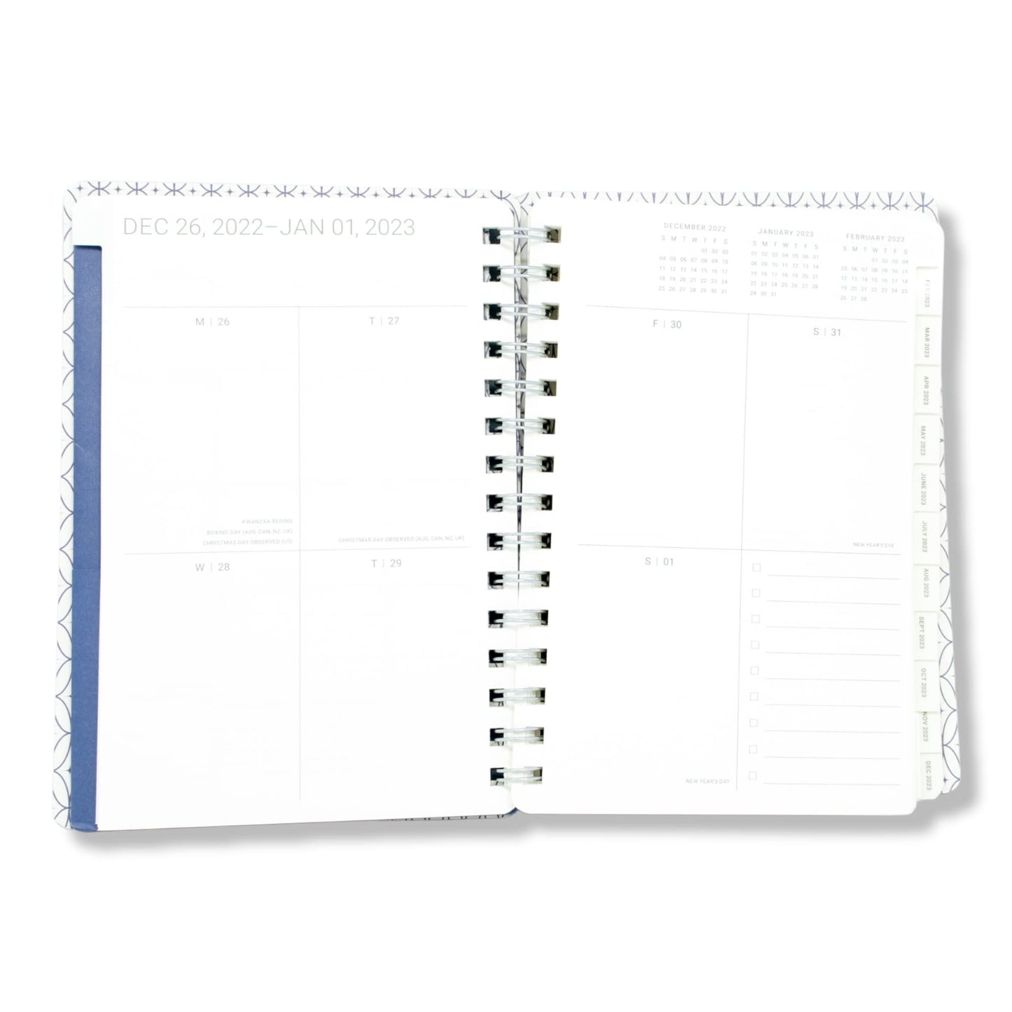 Orange Circle Studio Agatha Weekly/Monthly Agenda Planner, 8-1/4" x 5-3/4", Oxford Blue, January To December 2023, Wirebound