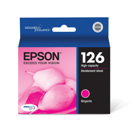 Epson 126 DURABrite Ultra Ink Magenta Cartridge for WF-3520, WF-3530, WF-3540, WF-520, WF-545, WF-630, WF-633, WF-635, WF-645, WF-7010, WF-7510, WF-7520, WF-840, WF-845 and Other Select Models
