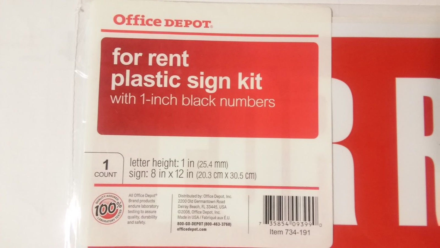 U.S. Stamp Sign "For Rent" Kit, 8in. x 12in.