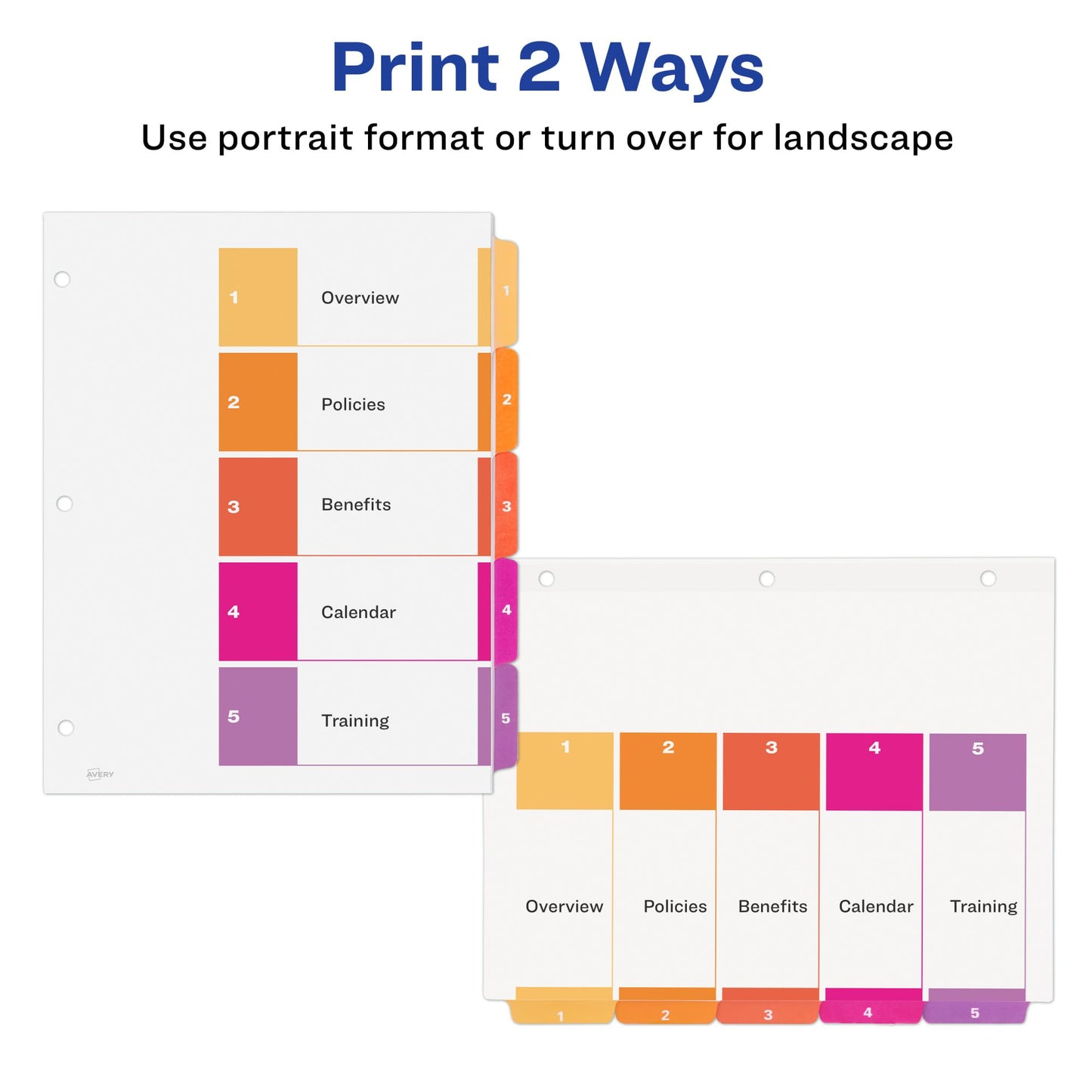 Avery(R) Ready Index(R) Table of Contents Dividers 11131, 5-Tab Set