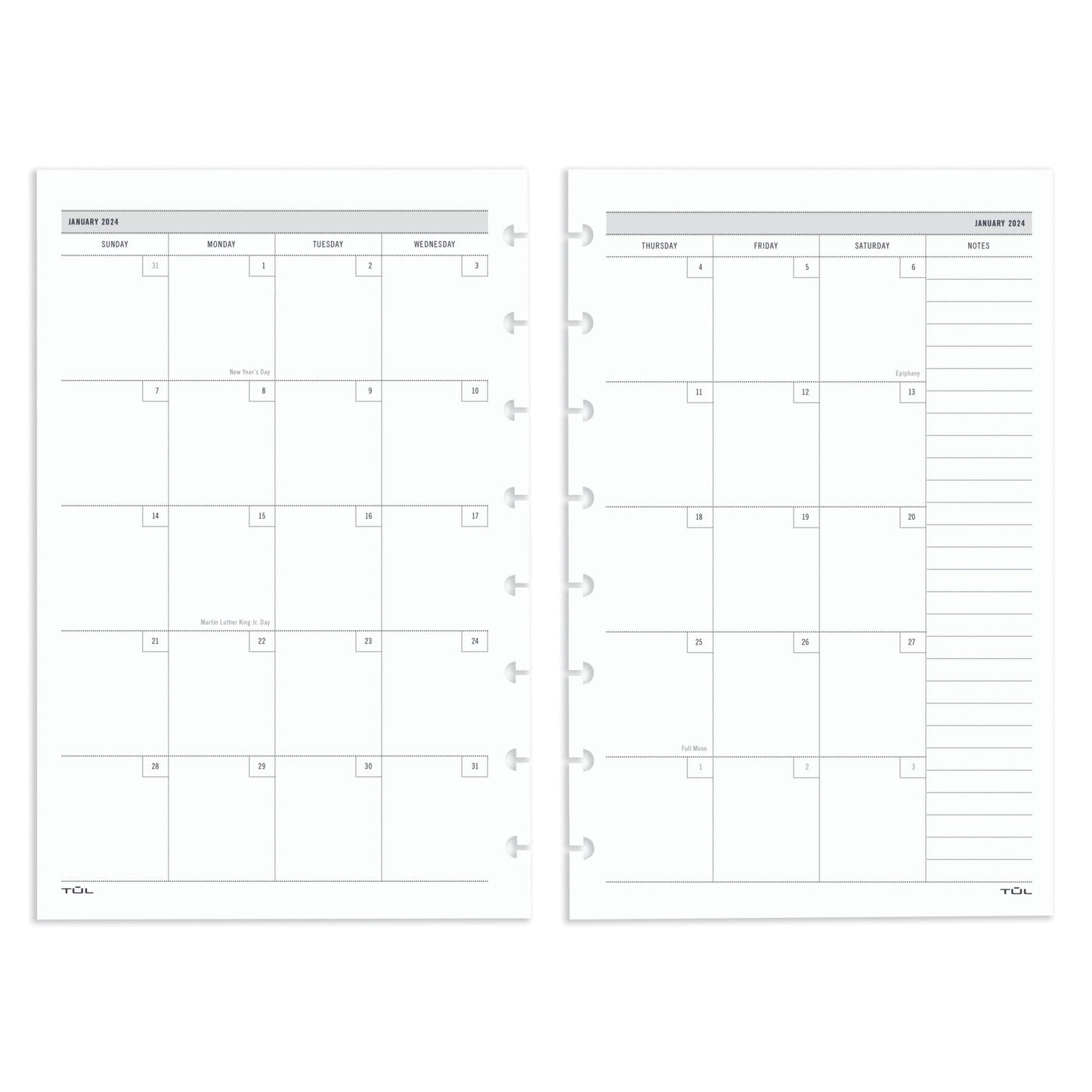 2024 TUL® Discbound Weekly/Monthly Planner Refill Pages, Junior Size