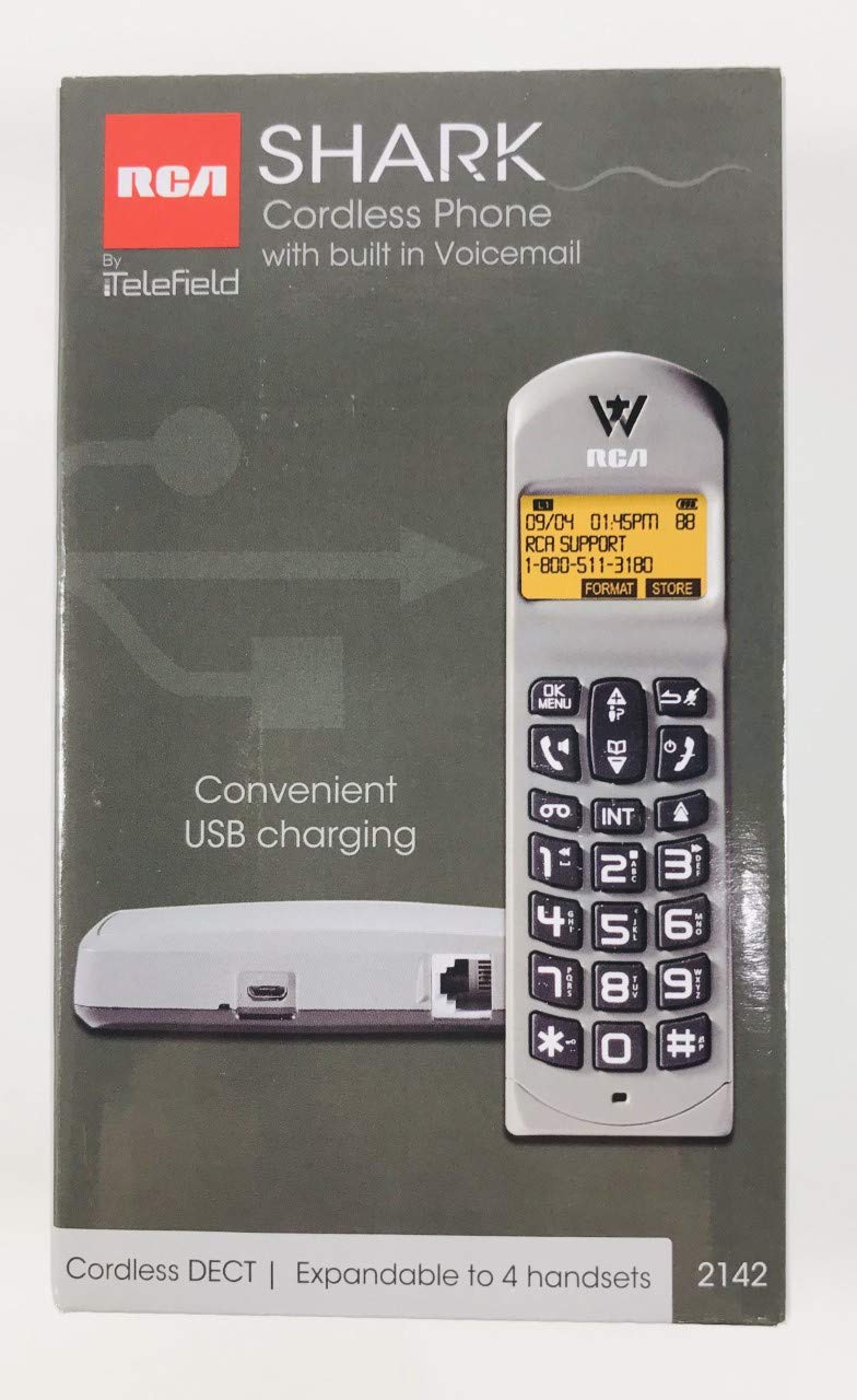 Telefield 2142 Shark Cordless Phone ITAD 3-Way Calling w/USB Charge