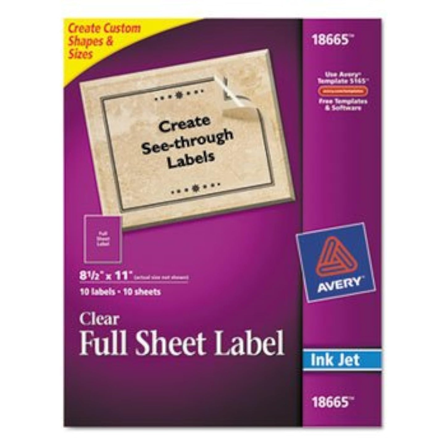 Avery Full Sheet Printable Shipping Labels, 8.5" x 11", Matte Clear, 10 Blank Mailing Labels (18665)