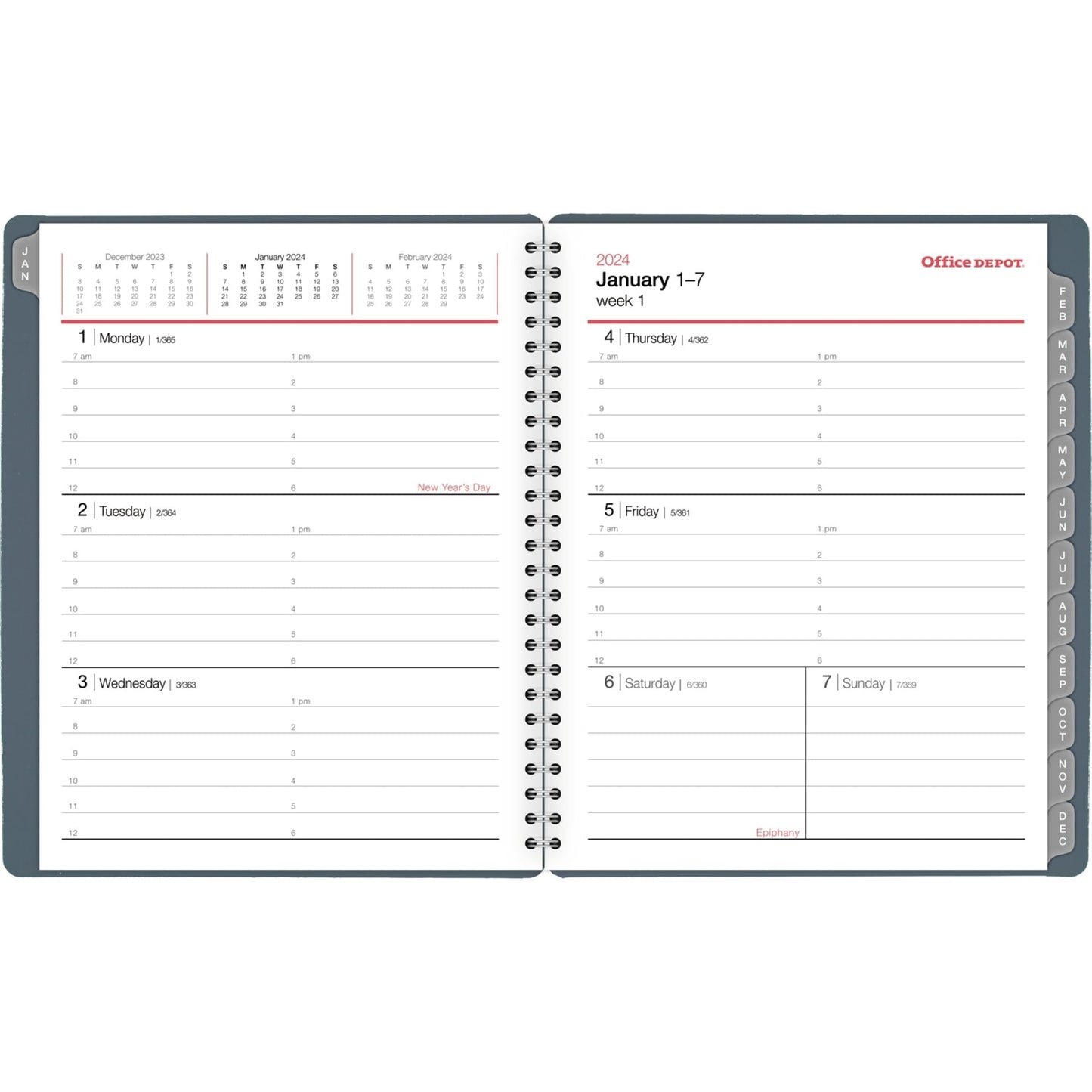 2024 Office Depot® Brand Weekly/Monthly Planner, 7" x 9", Silver, January to December 2024, OD710930