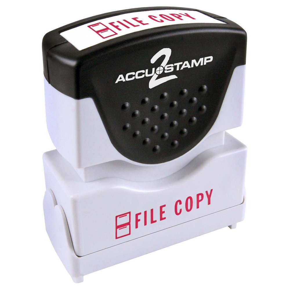 ACCU-STAMP2 Message Stamp with Shutter, 1-Color, FILE COPY, 1-5/8" x 1/2" Impression, Pre-Ink, Red Ink (035615)