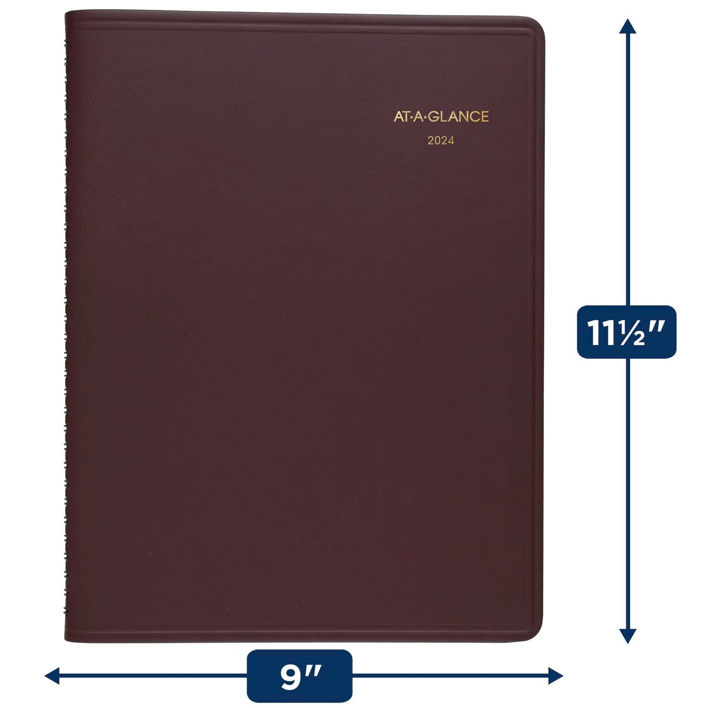 AT-A-GLANCE 2024 Weekly Planner, Quarter-Hourly Appointment Book, 8-1/4" x 11", Large, Winestone (709505024)