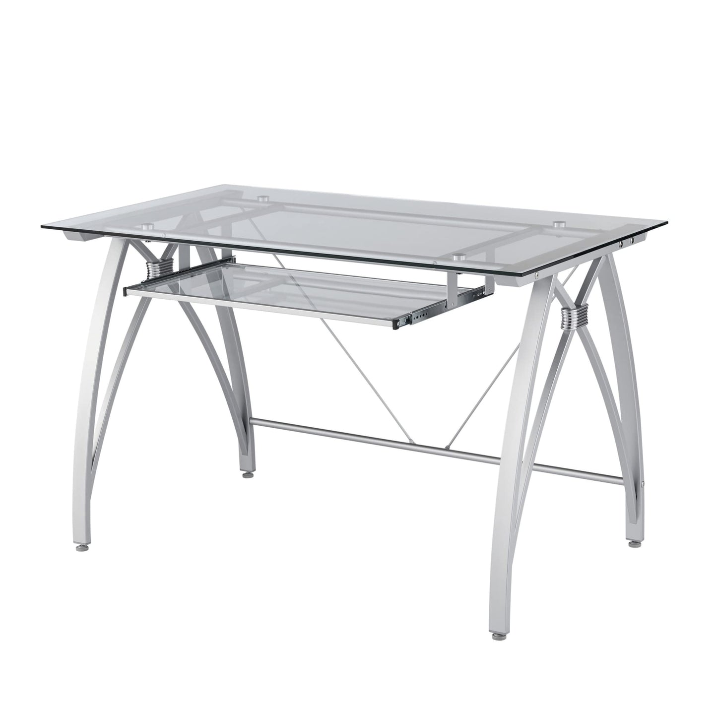 Realspace� Vista 48" W Glass Computer Desk, Silver