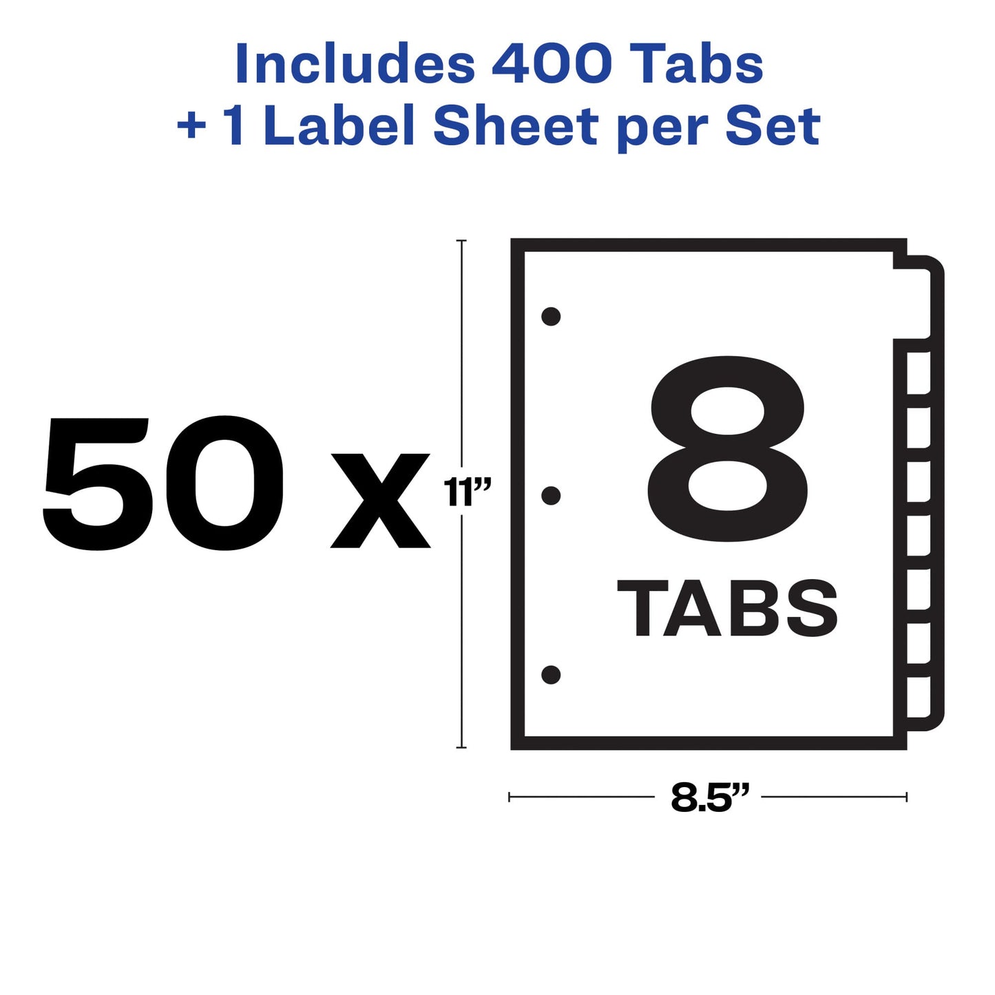 Avery 8-Tab Binder Dividers, Easy Print & Apply Clear Label Strip, Index Maker, White Tabs, 50 Sets (11557)