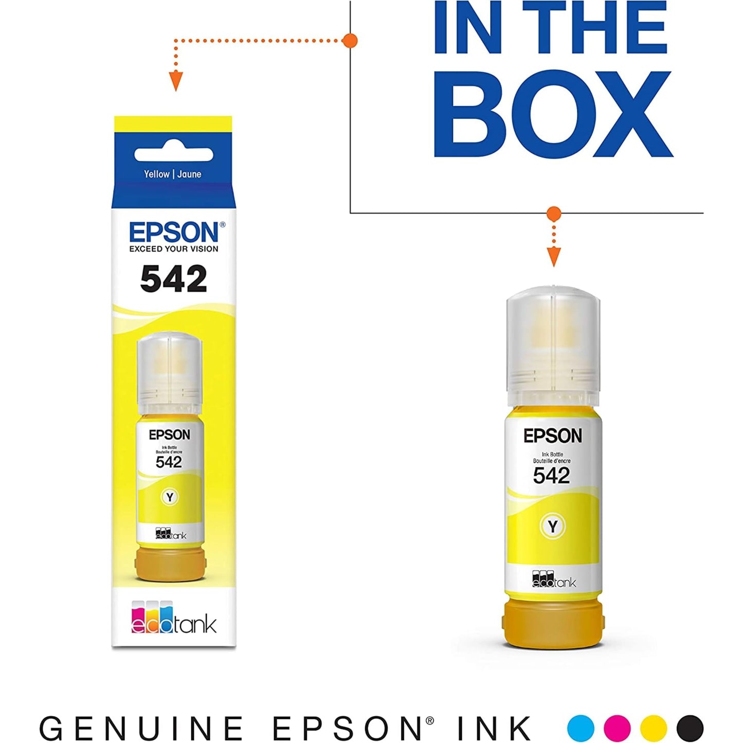 EPSON 542 EcoTank Ink Ultra-high Capacity Bottle Yellow (T542420-S) Works with EcoTank Pro ET-5150, ET-5170, ET-5180, ET-5800, ET-5850, ET-5880, ET-16600, ET-16650