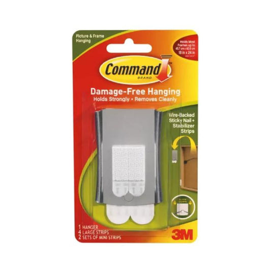 Command Universal Frame Hangers, Metal, Damage Free Decorating, 1 Hanger and 4 Strips