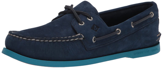 Sperry Men's Authentic Original 2-Eye Boat Shoe, Navy/Blue Sole, 14