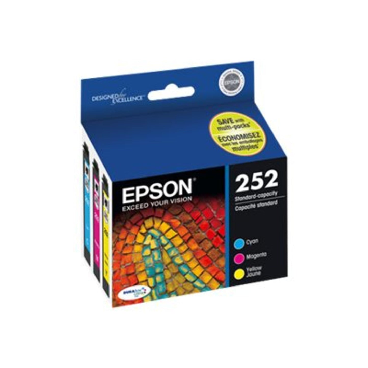 EPSON 252 DURABrite Ultra Ink Standard Capacity Color Combo Pack (T252520-S) Works with WorkForce WF-3620, WF-3640, WF-7110, WF-7610, WF-7620, WF-7710, WF-7720, WF-7210
