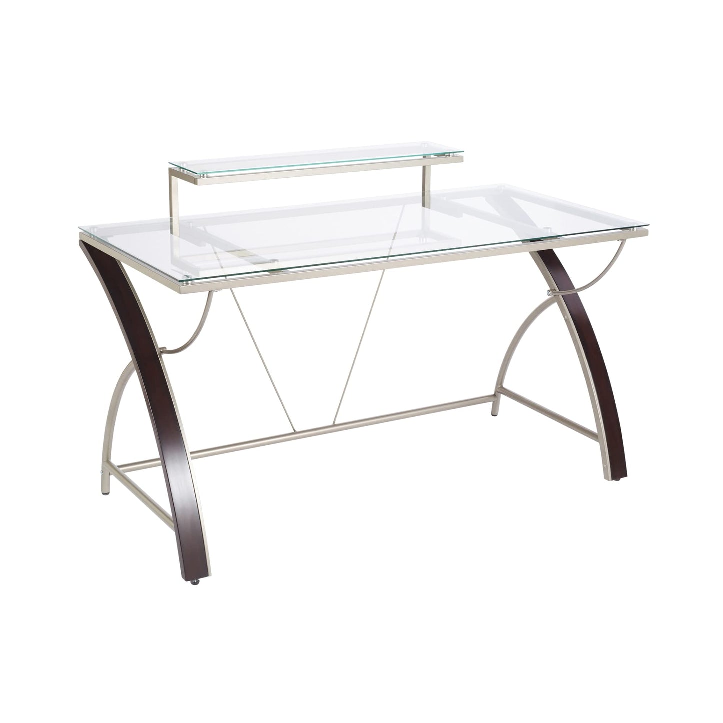 Realspace� Axley 55" W Glass Computer Desk, Cherry/Silver