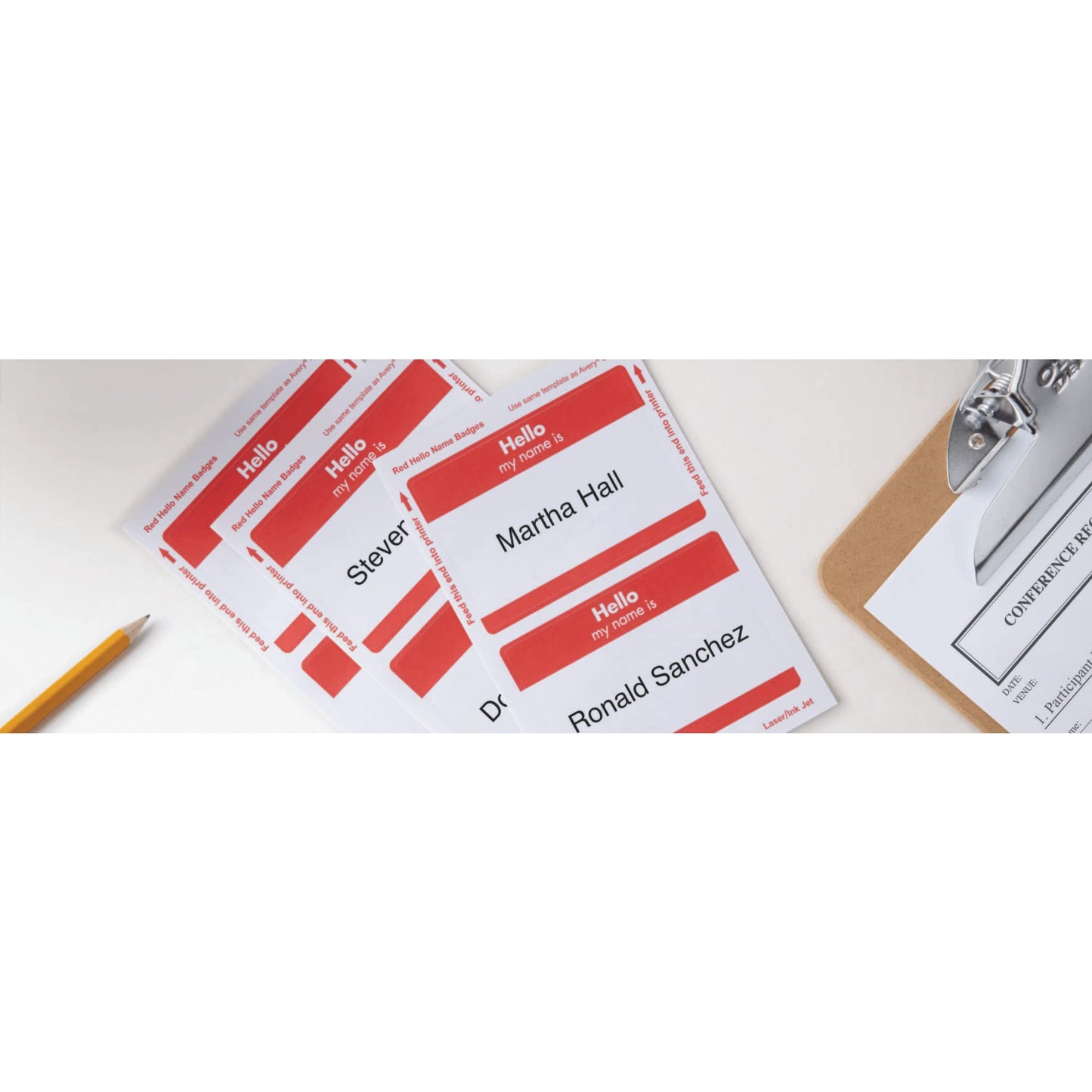 Office Depot Hello Name Badge Labels, 2 11/32in. x 3 3/8in., Red Border, Pack of 100, OD98840