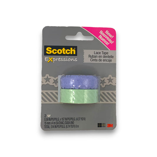 Scotch Expressions Decorative Lace Tape 0.59" x 157", Stars/Green 2ct